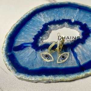 Turkish Evil Eye Earrings Gold Zircon Blue Eyes Jewelry Women Girl summer cute🧿